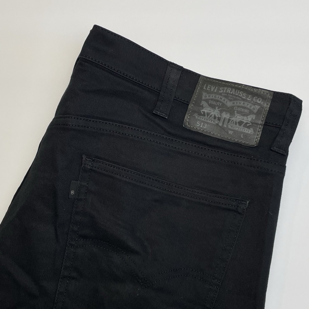 Levis 513 Slim Straight Jeans Mens 38x32(31"L) Black Denim Stretch Dark‎ Wash